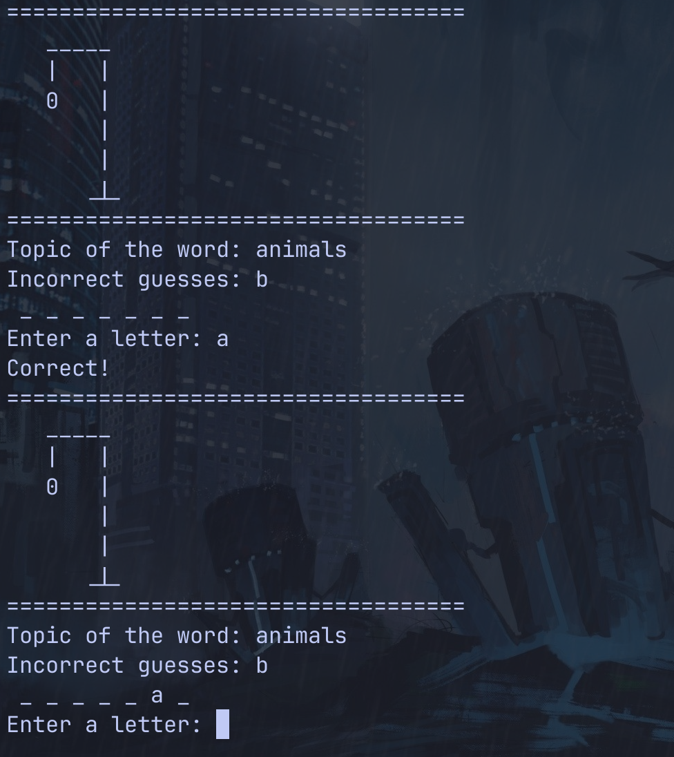 Picture from a game of Hangman